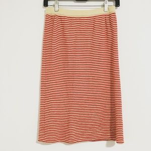 Salvatore Ferragamo Red & White Striped Wool Skirt